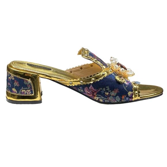 Dolce & Gabbana Women's Baroque Embellished Multicolor Sandals Pumps Size US 8 - Picture 4 of 13